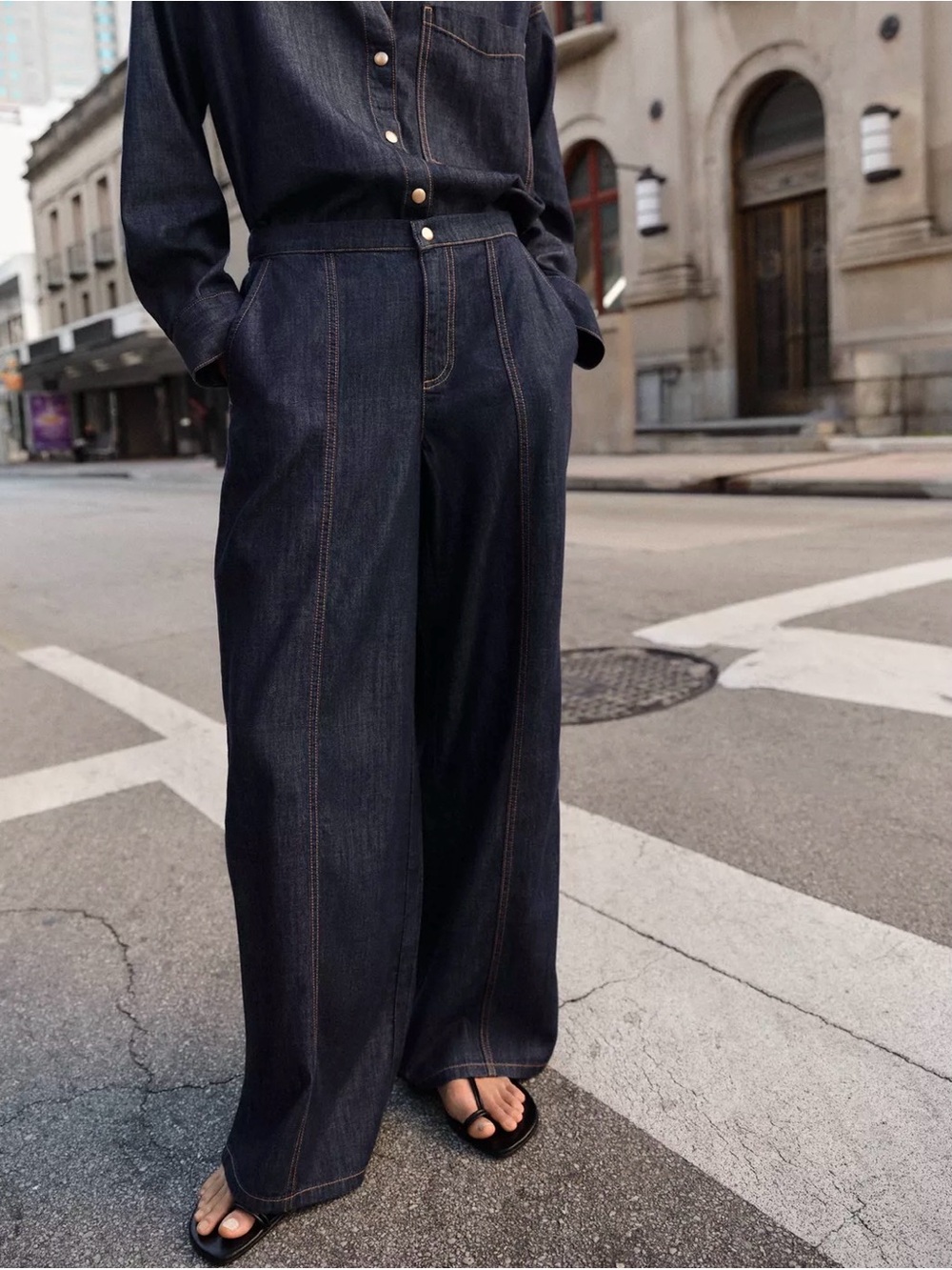 Zara Dark Blue Denim Pants